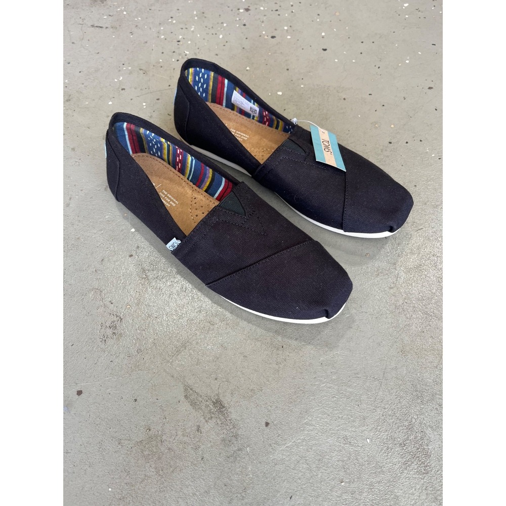 TOMS Alpargata Classic Heritage Canvas Shoes Womens 9.5 Black Slip On